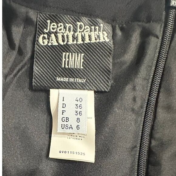 Jean Paul Gaultier Femme Pencil Skirt Women's 6 Black Wool Silk Knee Length Slit - Picture 3 of 9